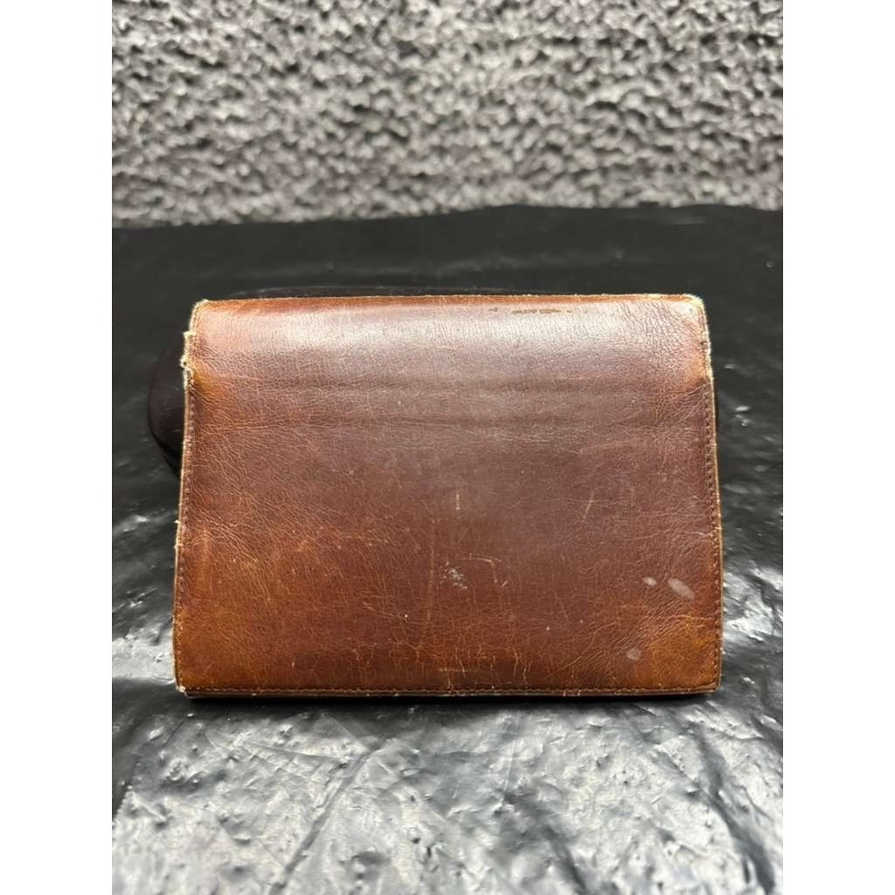 Vintage Loewe Men's‎ Leather Logo Embossed Credit Card Bifold Wallet Brown